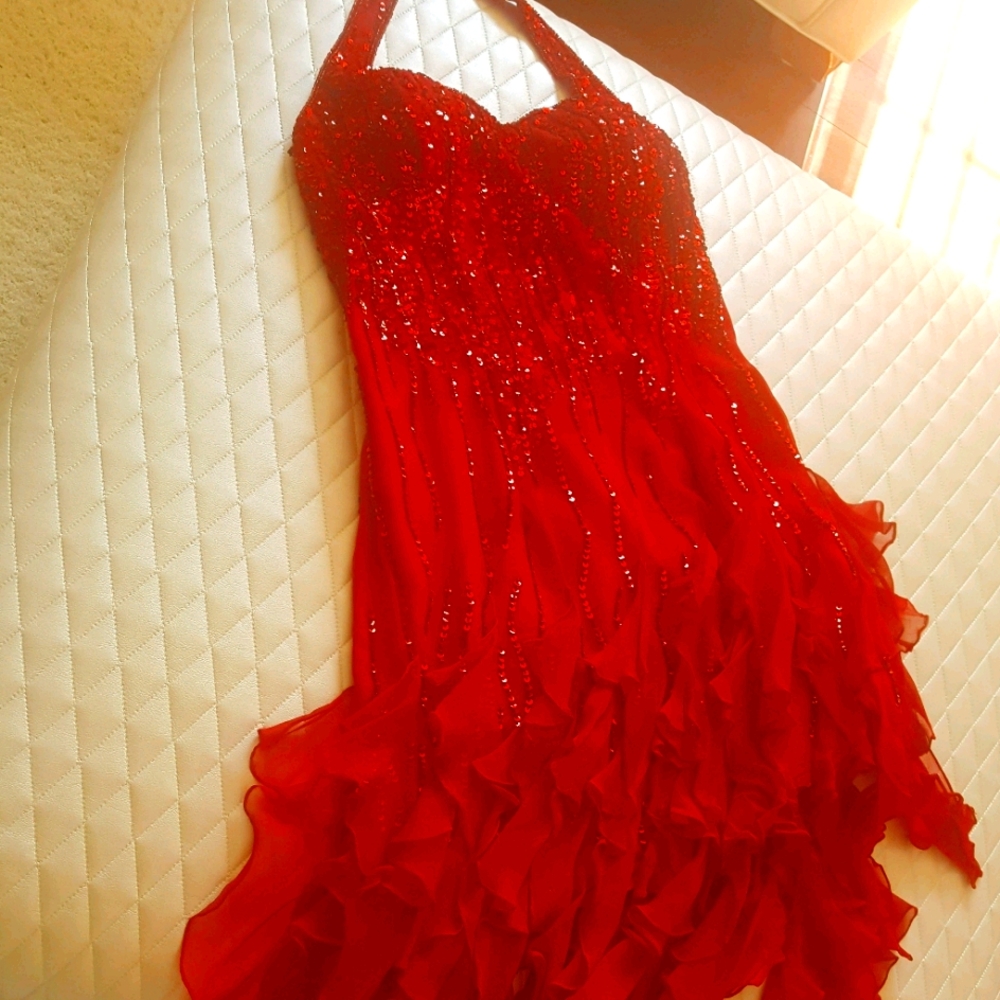 red sequin dress